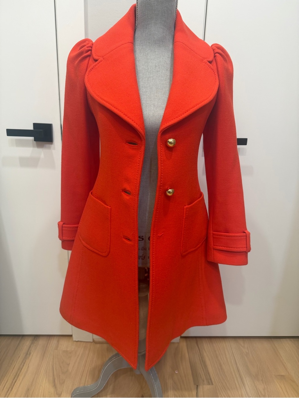 kate spade Vibrant Red Double-Breasted Wool Pea Coat